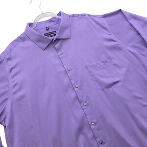 Geoffrey Beene Dress Shirt Purple Cotton Blend 20 37/38 Retro Office